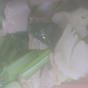 小松菜とベーコンのガーリックバター醤油炒め